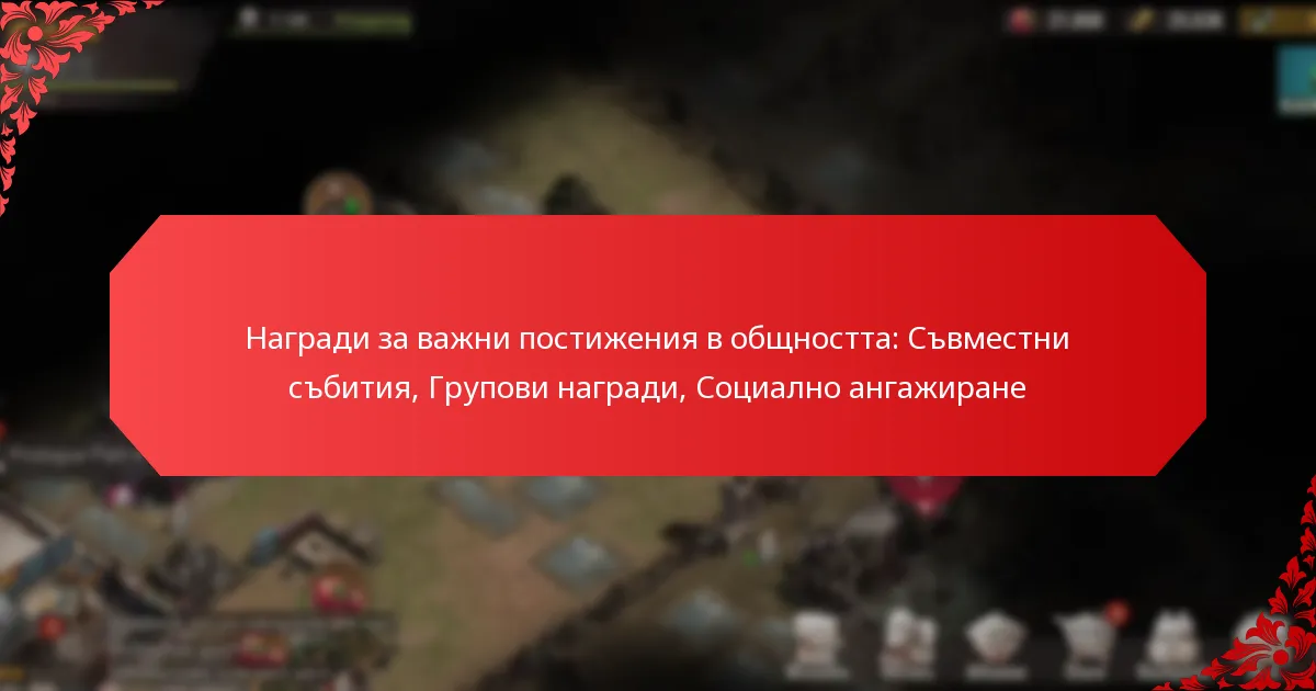 Награди за важни постижения в общността: Съвместни събития, Групови награди, Социално ангажиране